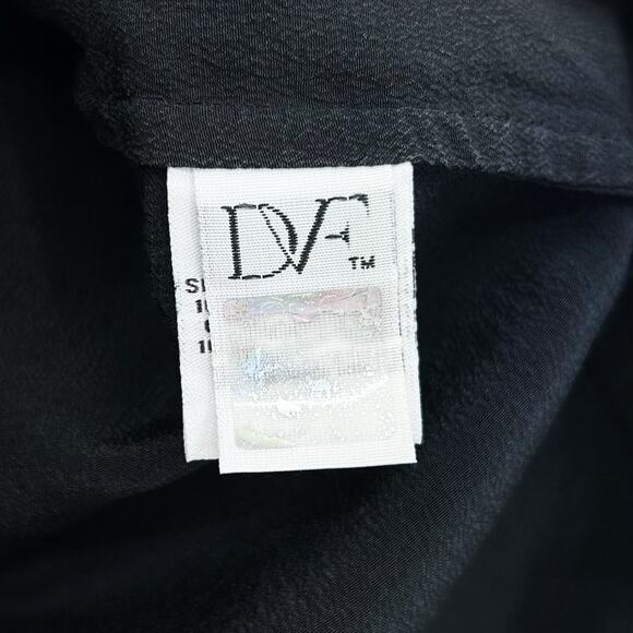 Diane von Furstenberg DVF Liva Colorblock Black White Silk Top Blouse Womens XS - Picture 9 of 13